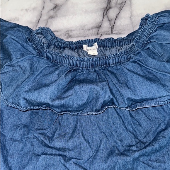 Jcrew Crewcuts Blue Denim Ruffle sleeves Dress Size 6 - Picture 3 of 6